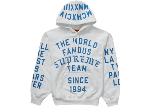 Supreme Team Flocked Hooded Sweatshirt White