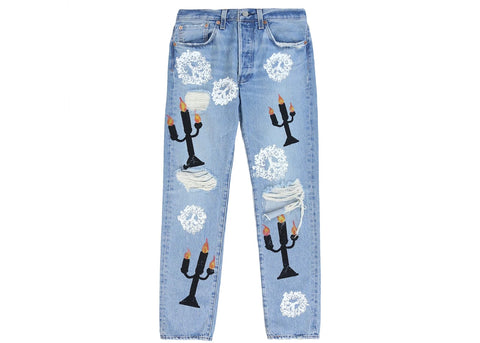 Denim Tears x Virgil Abloh "Message in a Tear" Printed Jeans Blue