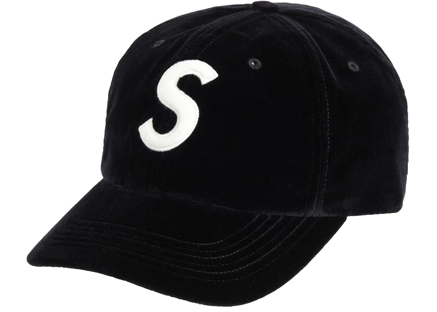 Supreme Velvet S Logo 6-Panel Black