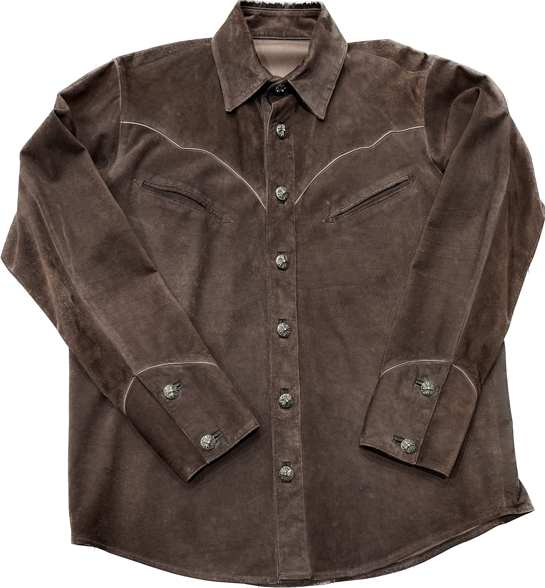 Chrome Hearts Suede Button Up Shirt Brown 1995