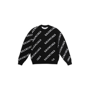Balenciaga Allover Logo Sweater Black