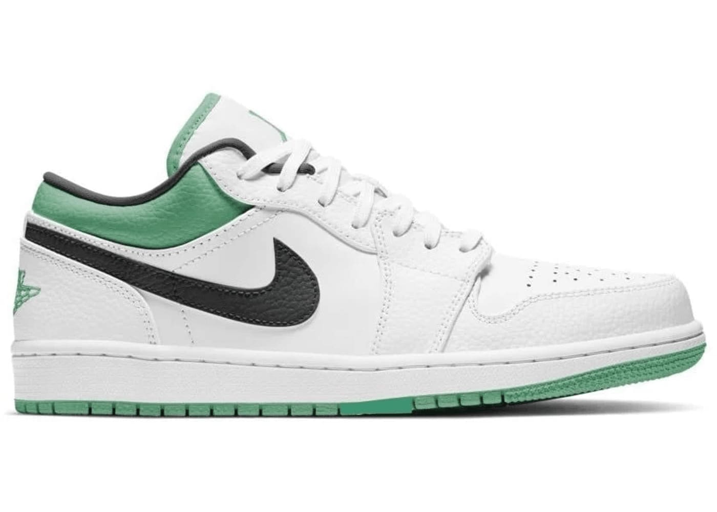 Jordan 1 Low White Lucky Green Tumbled Leather (GS)