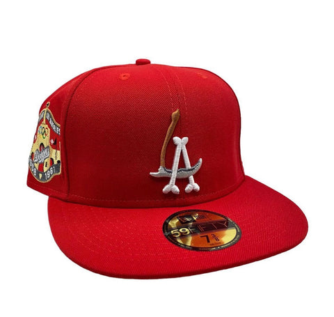 Los angeles dodgers scythe logo hat red